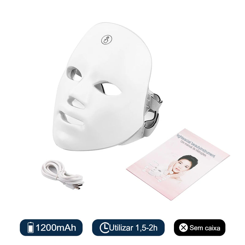 Máscara Anti-Envelhecimento Photon Facial LED, Terapia da Luz Vermelha, Máscara de Beleza Rosto e Pescoço, Tratamento de Relaxamento, Cuidados com a Pele Anti-Rugas, 7 Cores