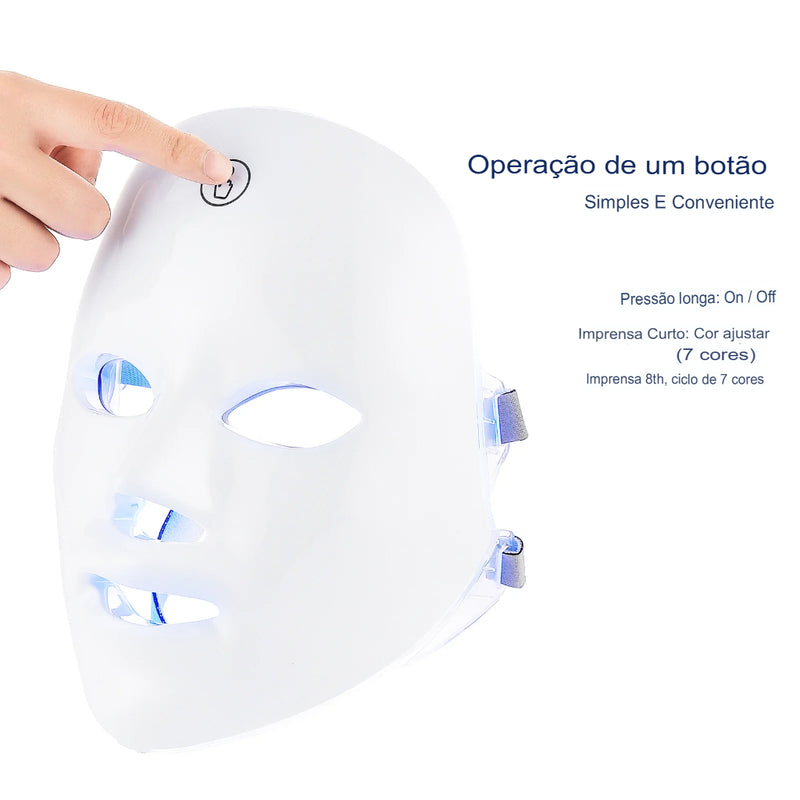 Máscara Anti-Envelhecimento Photon Facial LED, Terapia da Luz Vermelha, Máscara de Beleza Rosto e Pescoço, Tratamento de Relaxamento, Cuidados com a Pele Anti-Rugas, 7 Cores