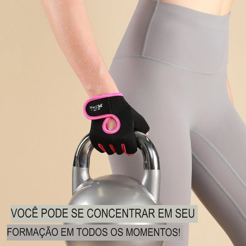 Luvas esportivas ajustáveis unisex, pontos antiderrapantes de silicone, levantamento de peso, ciclismo, agachamento, 1 par