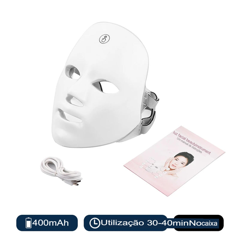 Máscara Anti-Envelhecimento Photon Facial LED, Terapia da Luz Vermelha, Máscara de Beleza Rosto e Pescoço, Tratamento de Relaxamento, Cuidados com a Pele Anti-Rugas, 7 Cores